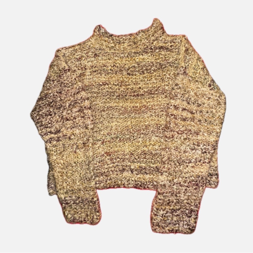 Cozy Multi Beige and Brown Colored Hand Knitted Pullover Sweater - Picture 3 of 9